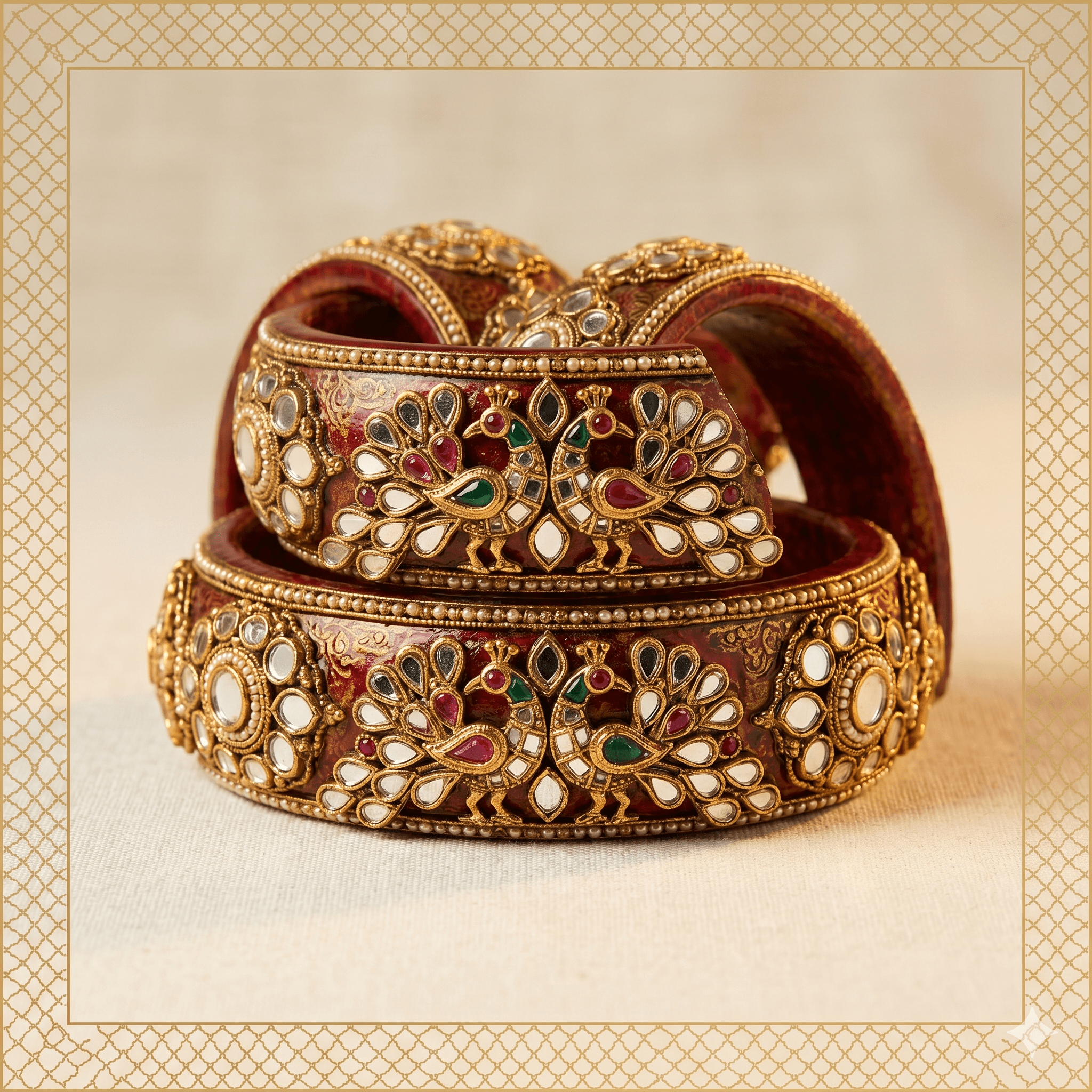 Antique Lac Peacock Bangles