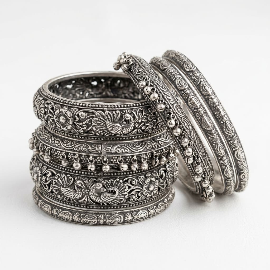 Premium Oxidised Bangle Set 1
